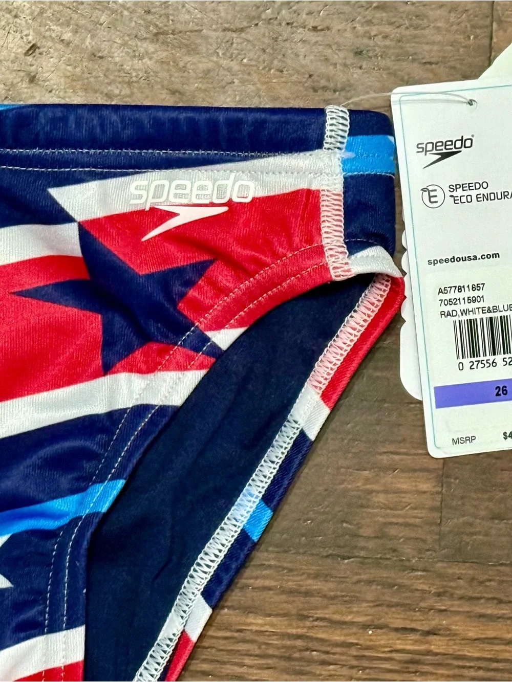 Speedo Patriotic Star Swim Briefs - Red, Navy, White Sz 26